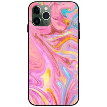 Pink Pattern Glass Case Back Cover