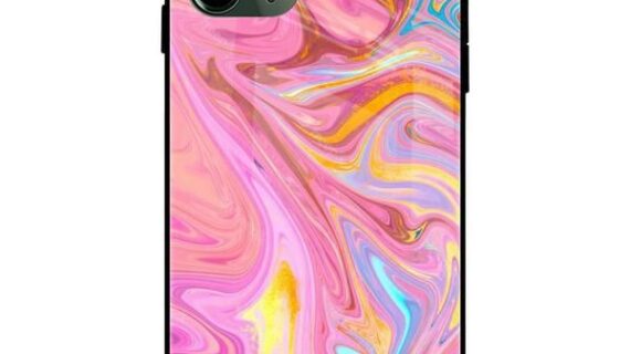 Pink Pattern Glass Case Back Cover