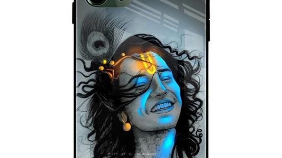 Krishna Smile Glass Case Back Cover