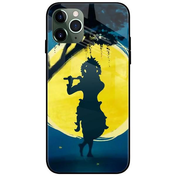 Krishna Moon Glass Case Back Cover