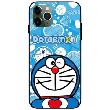 Doraemon Hand Heart Glass Case Back Cover
