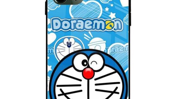 Doraemon Hand Heart Glass Case Back Cover