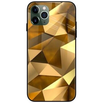 Golden Geometric Glass Case Back Cover