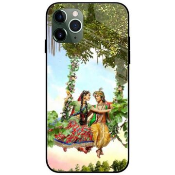 Radha Krishna on Swing Glass Case Back Cover