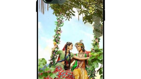 Radha Krishna on Swing Glass Case Back Cover