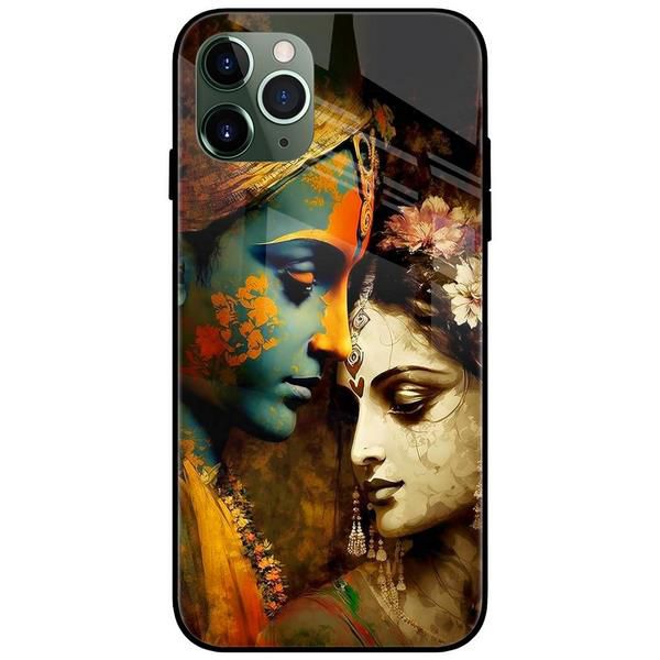 Krishna Radha Deep Love Glass Case Back Cover