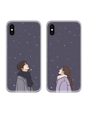 SS-MR-CC-DN-0328 Winter Snow Couple Case Back Covers