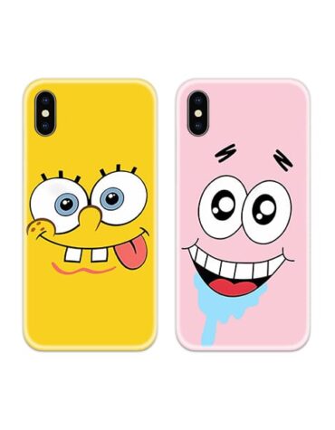 SS-MR-CC-DN-0333 SpongeBob Patrick Funny Faces Couple Case Back Covers