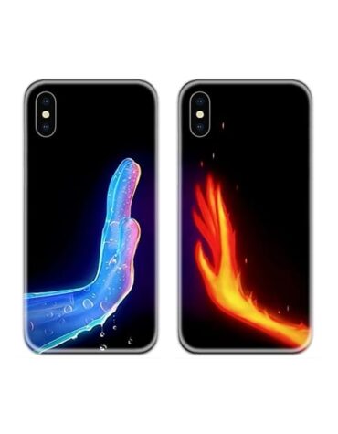 Elemental Fire Water Couple Case Back Covers