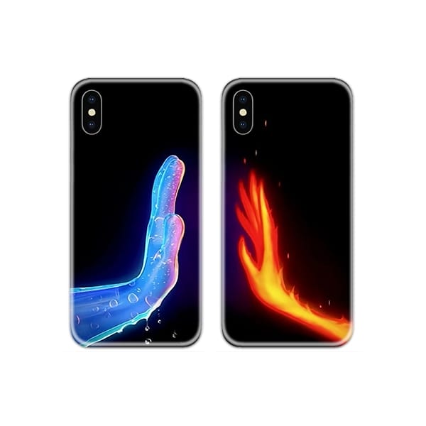 Elemental Fire Water Couple Case Back Covers