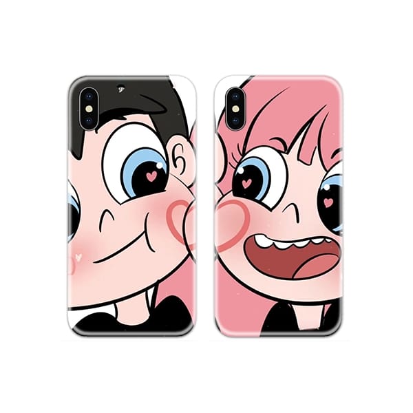 Heart cheek marks Couple Case Back Covers