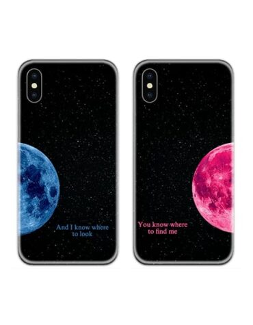Moon View Couple Case Back Covers