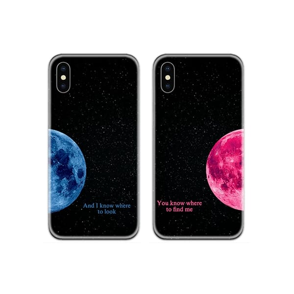 Moon View Couple Case Back Covers