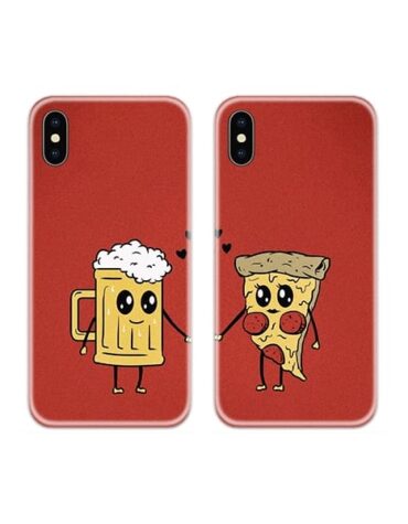 Beer And Pizza Couple Case Back Covers