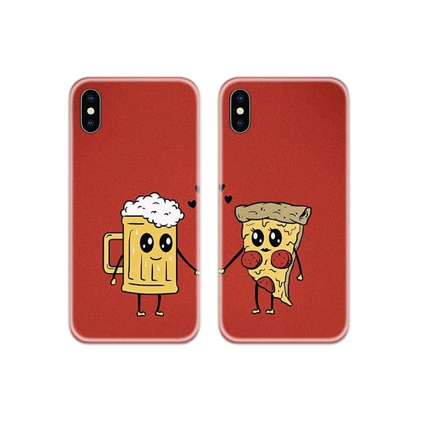Beer And Pizza Couple Case Back Covers