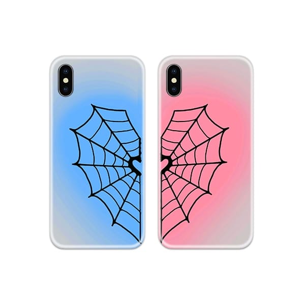 Black and Pink web Couple Case Back Covers