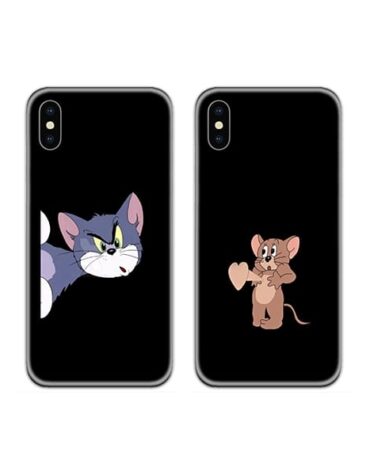 Tom n Jerry holds a heart Couple Case Back Covers