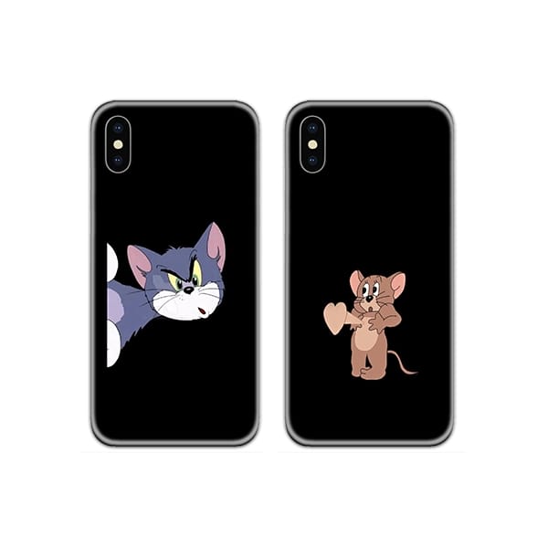 Tom n Jerry holds a heart Couple Case Back Covers