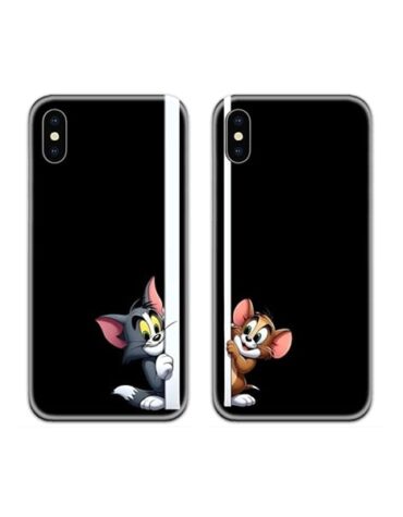 Tom and Jerry peeking Couple Case Back Covers